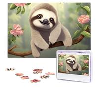 Cute Baby Sloth Wooden Puzzles for Adults 1000 Pieces Personalized Jigsaw Puzzle Interesting Custom Photo Puzzles Gift for Holiday Birthday Wedding Anniversay