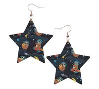 Cute Baby Sloths Sleeping Printed Leather Pierced Earring Set, 1 Pair Lightweight Bohemian Earrings Birthday Party Jewelry Gifts For Women