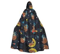 Cute Baby Sloths Sleeping Printing 57.8 Inches Length Adult Vampire Hooded Cloak,Hooded Cloak For Halloween Role Playing With Tie