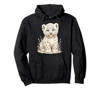 Cute Baby Snow Leopard Cub With Blue Eyes Wildlife Art Pullover Hoodie