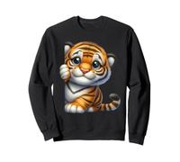 Cute Baby Tiger Cub Peeking Cartoon Animal Sweatshirt