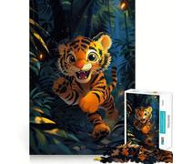 Cute Baby Tiger In Jungle Jigsaw Puzzles 1000 Piece for Teenagers Logic Game Sharp Edge Hard Challenge Game Night (50x75cm)