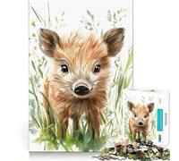 Cute Baby Wild Boar In Grass Puzzles for Teenagers 1000 Piece Brain Think Good Thick Real Challenge Room Decor (38x52cm)