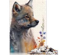 Cute Baby Wolf Painting 1000 Piece Jigsaw Puzzle for Adult Toy Intellectual Game Educational Game for Adult Stress Relief Home Decoration 1000pcs (75x50cm)