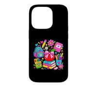 Cute Back to School Apple Backpack Pencil Books Supplies Case for iPhone 14 Pro