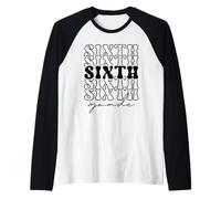 Cute Back to School Sixth Grade Groovy Teachers Students Raglan Baseball Tee