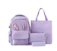 Cute Backpack Ergonomic Bunny Ears 4Pcs Set Rucksack