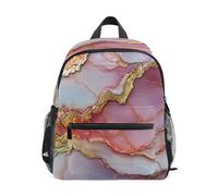 Cute Backpack for Kids Teens Boys Cute Bookbags with Chest Strap Marbled Pale Red Marble Pale Red Small, Marbled pale red, S