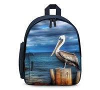 Cute Backpack Pelican Bird Blue Sea Sky Casual Daypack Waterproof Lightweight Bookbag 12.6 Inch Zipper Bag, Blue, One size