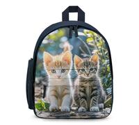 Cute Backpack Two Little Cats Casual Daypack Waterproof Lightweight Bookbag 12.6 Inch Zipper Bag, Blue, One size