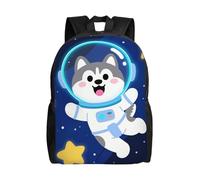 Cute Backpack Waterproof Lightweight Casual Daypack Cute Husky Astronauts On Space Travel Laptop Bag For Women Men