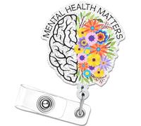 Cute Badge Reel - Funny Mental Health MATTERES Retractable Nurse Badge Reels Accessories ID Clip for Nursing Pediatric, Doctor, Student, Teacher, Healthcare, Medical Work, CNA, RN, ER, Office Gifts