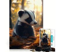 Cute Badger in Autumn Jigsaw Puzzles for Adults 1000 Piece Enjoyable Game Firm Joint Family Enjoyable Santa Present (50x75cm)