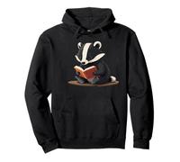 Cute Badger is reading a Book, Reading Badger Pullover Hoodie