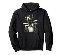 Cute Badger Playing Drums Funny Music Animal Drummer Graphic Pullover Hoodie