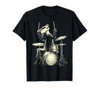 Cute Badger Playing Drums Funny Music Animal Drummer Graphic T-Shirt