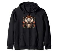Cute Badger Wears Bulgarian Hat Zip Hoodie