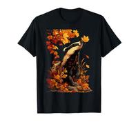 Cute Badger with Fall Leaves Forest Animal Autumn Aesthetic T-Shirt