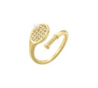 Cute Badminton Racket Wrap Finger Open Ring for Women Funny Design Crystal Cubic Zirconia Open Adjustable Rings Dainty Comfort Fit Band Charm Jewelry for Niece Daughter Graduation Sport Fans (Gold)