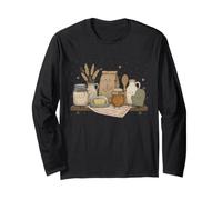 Cute Baking Pantry Doodle Characters Cozy Kitchen Vibe Long Sleeve T-Shirt