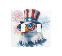 Cute Bald Eagle Sunglasses Top Hat Double Gang Toggle Light Cover Wall Plate Switch Decor Standard Size - 11.4x11.4cm
