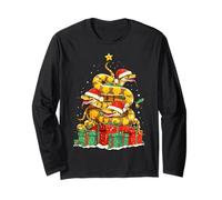 Cute Ball Python Snake Pile Christmas Tree Xmas Hat Long Sleeve T-Shirt