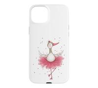 Cute Ballerina Goose Dancing Watercolor Art Case for iPhone 15 Plus