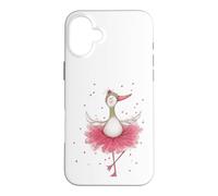 Cute Ballerina Goose Dancing Watercolor Art Case for iPhone 16 Plus