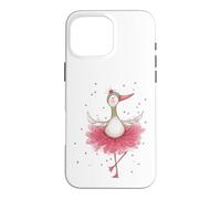 Cute Ballerina Goose Dancing Watercolor Art Case for iPhone 16 Pro Max