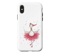 Cute Ballerina Goose Dancing Watercolor Art Case for iPhone X/XS