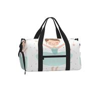 Cute Ballerina Gym Bag for Men Women, Star Dancer Weekend Travel Duffle Bag with Shoe Compartment,Water-Resistant Sport Overnight Tote Dance Yoga Carry On Holdall