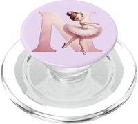 Cute Ballerina Letter N Initial Monogram Ballet Dancer PopSockets PopGrip for MagSafe