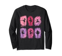 Cute Ballerina Silhouette Ballet Dancing Collage Long Sleeve T-Shirt
