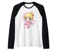 Cute Ballet Dancing Ballerina Girl Kid Hobby Kawaii Chibi Raglan Baseball Tee