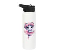 Cute Ballet Kitten Ballerina Cat Dancing Gracefully Tutu Art Stainless Steel Insulated Water Bottle