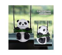 Cute Bamboo Car Rearview Mirror Pendant Funny Naughty Panda Ornament Auto Interior Decoration Car Interior Ornament Accessories-yujia-yujia