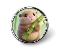 Cute Bamboo Guinea Pig Round Alloy Clothing Brooch