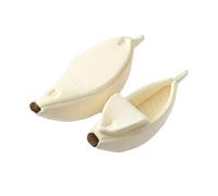 Cute Banana Cat Bed, Soft Banana Cat Bed with Half Open Lid, Pet Supplies for All Seasons, for Rabbits and Small Dogs Urd874 (White, 40 x 15 x 10 cm)