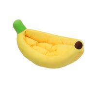 Cute Banana Cat House - Creative Fluffy Boat Shape Pet Dogs Cat Beds,Cozy Sleeping Kitty Nest With Removable Cushion - Washable Pet Cave for Small Dogs (Yellow, S)
