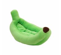 Cute Banana Cat House - Creative Fluffy Boat Shape Pet Dogs Cat Beds,Cozy Sleeping Kitty Nest With Removable Cushion - Washable Pet Cave for Small Dogs (Green, S)
