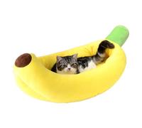 Cute Banana Cat House - Indoor Soft Warm Cuddle Bed for Dogs and Cats - Cozy Sleeping Kitty Nest With Removable Cushion - Washable Pet Cave for Small Dogs