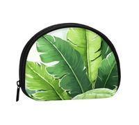 Cute Banana Leaves Coin Purse Personalized Coin Bag for Women Men Change Purse Small Wallets with Zipper Mini Shell Coin Pouch Outdoor Shopping Change Storage Bag Handbags Gifts