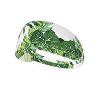 Cute Banana Leaves Print Non-Slip Elastic Running Headband, Sweat Absorbing Stretchy Hair Bands For Gym Yoga, Soft Skin-Friendly Foldable Workout Headband