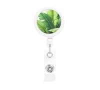 Cute Banana Leaves Retractable Badge Reel Heavy Duty Badge Holder with Belt Clip Retractable Lanyards ID Card Holder with Keychain Name Badge Clips for Office Nurse Employee