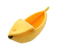 Cute Banana Shape Pet Bed Soft Plush Warm Cozy Nest Semi-Enclosed Safe Sleeping House for Cats Puppies Small Pets All-Season Supply