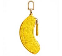 Cute Banana Shaped PU Leather Coin Purse Keyring, Mini Zip Pouch Key Fob, Small Earbud Lipstick Storage Bag Charm