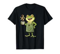 Cute Barista Frog with Hot Coffee Cup Morning Vibes T-Shirt
