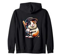 Cute Baseball Guinea Pig Funny Sport Art Zip Hoodie