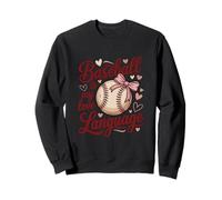 Cute Baseball Is My Love Language Hearts Bow Graphic Design Sweatshirt