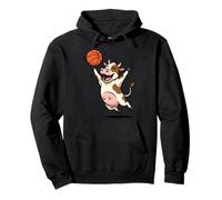 Cute Basketball Cow Slam Dunk Cartoon Player Pullover Hoodie